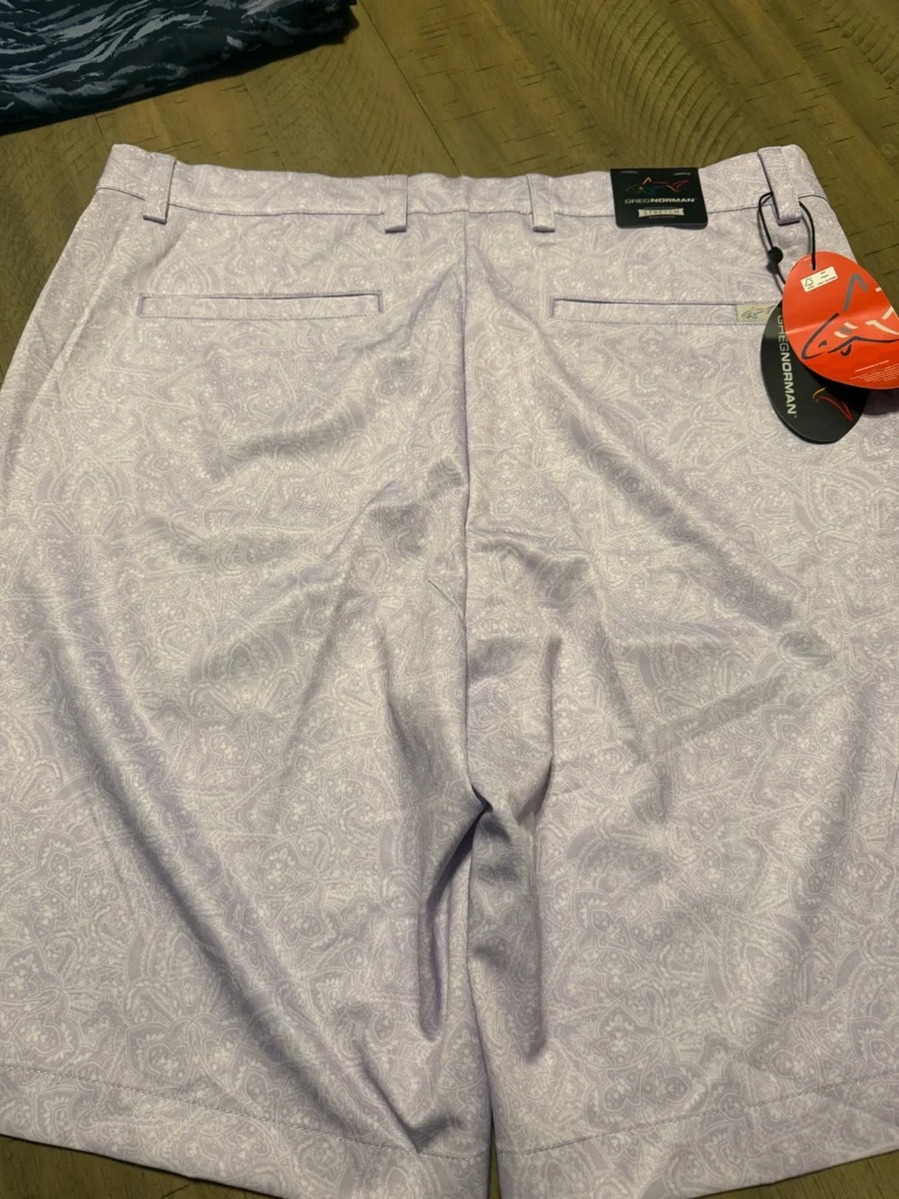 Greg Norman ML75 Microlux Golf Pants in Light Gray with Lavender Trim